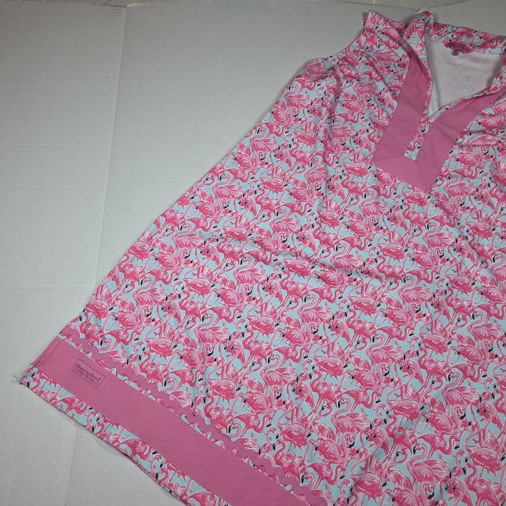 Simply Southern XXL Pink Blue Flamingo Animal Print VNeck Sleeveless Tunic Dress - Picture 10 of 10